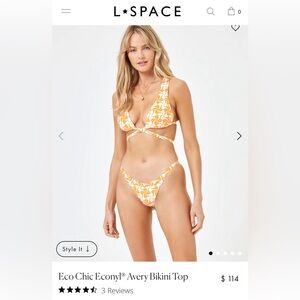 L*space Eco Chic Econyl® Avery Bikini TOP Size Small